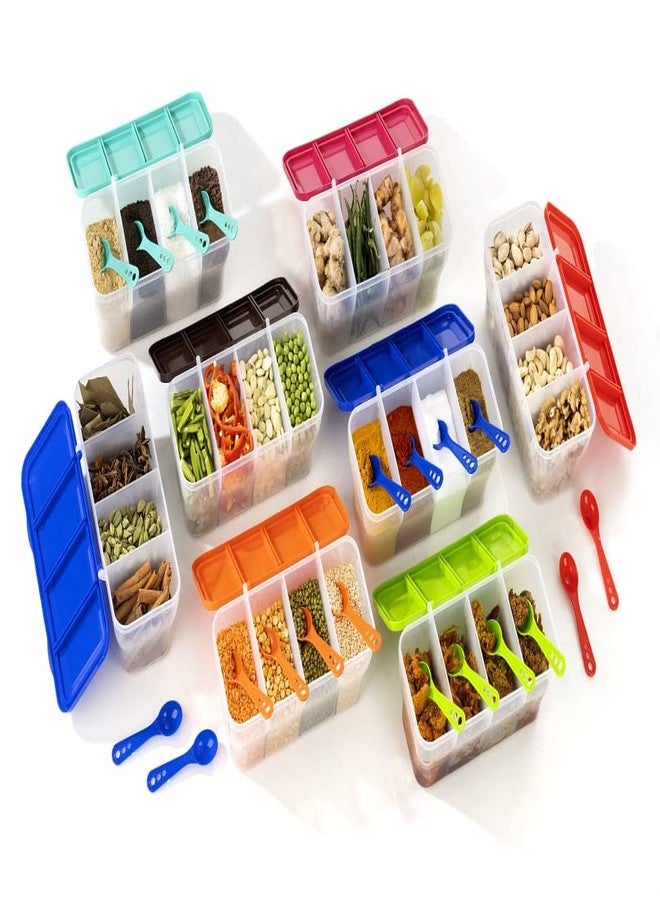NIX-RO 4 section conainer for vegetables,dryfruits,spices,grocery,pickles,and multipurpose 4 in 1 box fo kitchen.-PACK OF 1(Brown) - Image 2